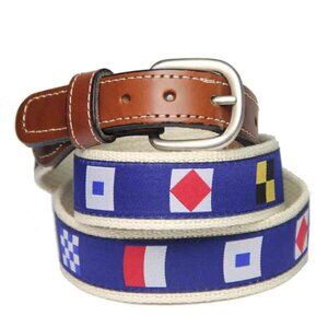 Nautical Flags Canvas + Leather Belt Men's Size 36
